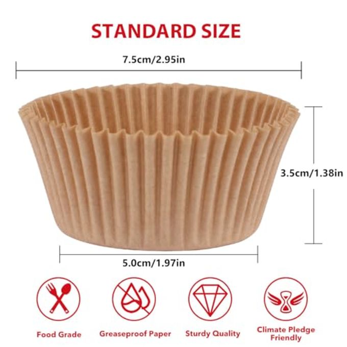 Caperci Standard Cupcake Liners for Baking 200 Counts Greaseproof Muffin Baking Cups for Wedding Birthday Party Baby Shower Festivals (Natural) - Image 2