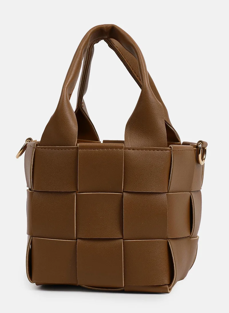 Haute Sauce Braided Brown Basket Bag