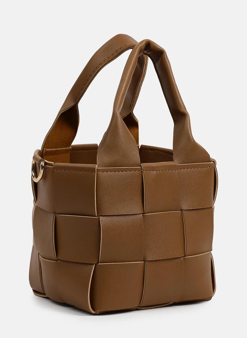 Haute Sauce Braided Brown Basket Bag