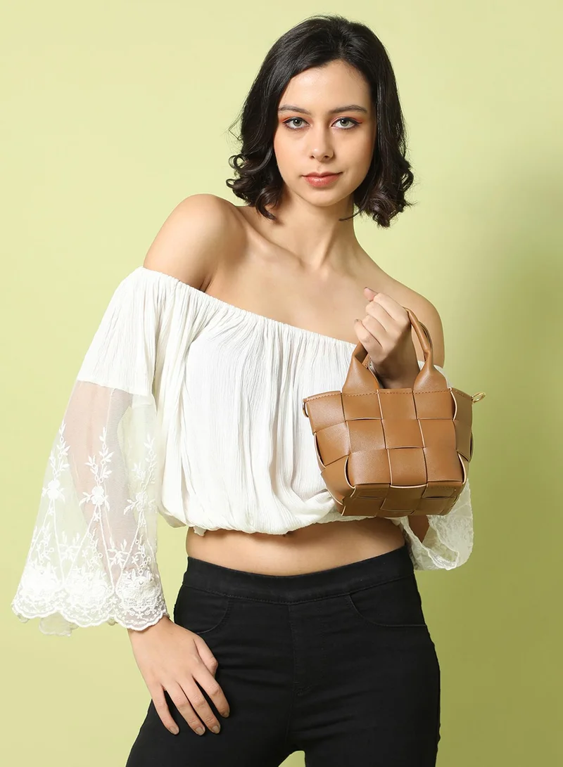 Haute Sauce Braided Brown Basket Bag