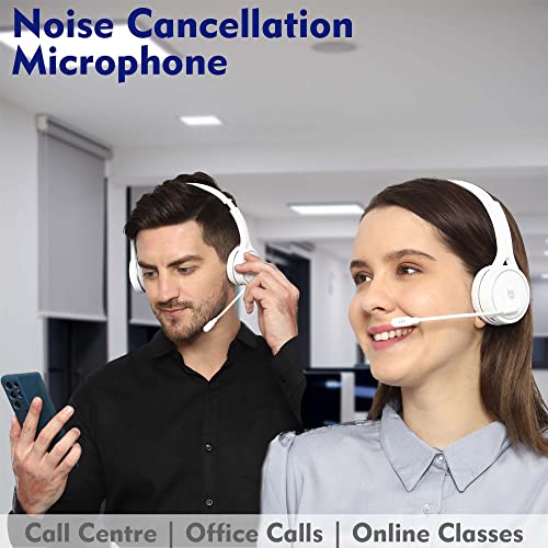 BigPassport Bluetooth Wireless Over-Ear Headset with Mic | Headphones for Skype, Zoom, Online Meetings, Call Center, Office, PC, Laptop – Noise Cancelling – Pro-Air_Bp30 (White) - Image 5