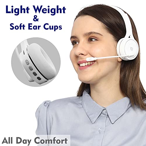 BigPassport Bluetooth Wireless Over-Ear Headset with Mic | Headphones for Skype, Zoom, Online Meetings, Call Center, Office, PC, Laptop – Noise Cancelling – Pro-Air_Bp30 (White) - Image 4