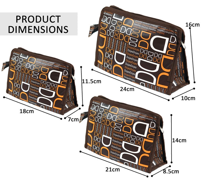 TULMAN Polyester Travel Cosmetic Pouch(Set of 3 Dojes Brown)-Multipurpose Organizer for Makeup,Jewelry,Toiletries & Accessories Organizer Synthetic Material-Compact & Lightweight-Unisex for Unisex - Image 2