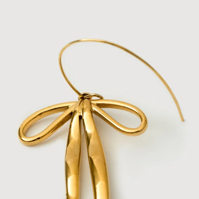 noya Scarlett Bow Drop Earrings - 18K Gold Plated
