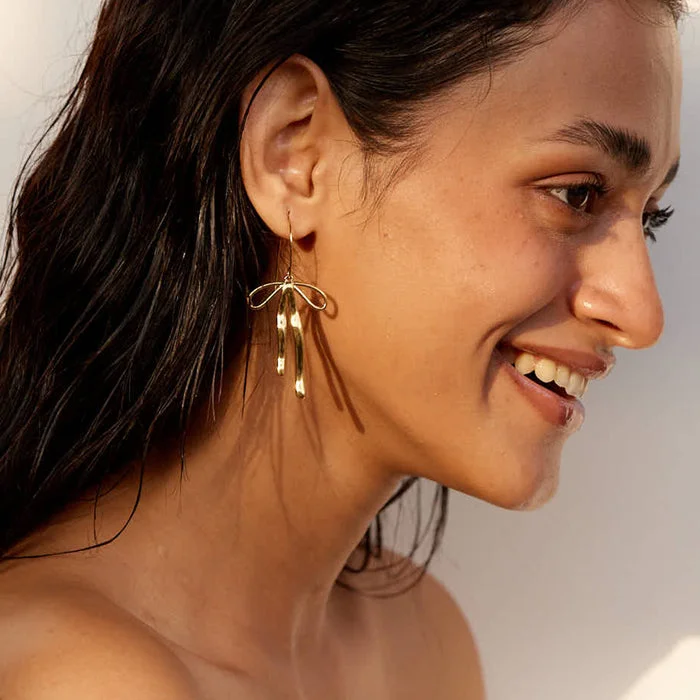 noya Scarlett Bow Drop Earrings - 18K Gold Plated