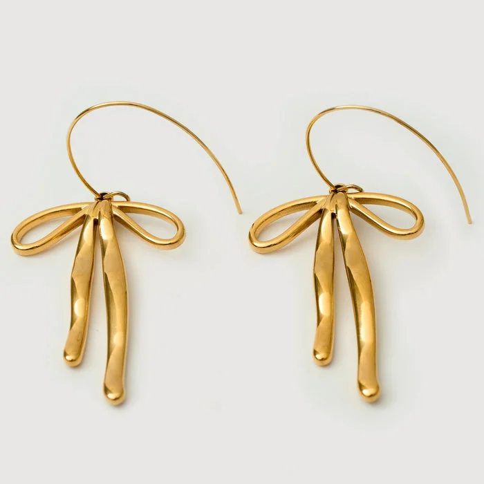 noya Scarlett Bow Drop Earrings - 18K Gold Plated
