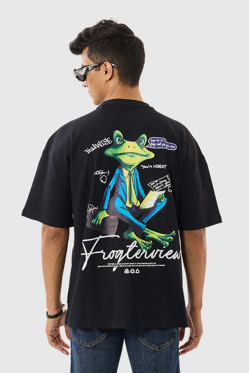 سنيتش تيشيرت فضفاض أسود فروجتيرفيو