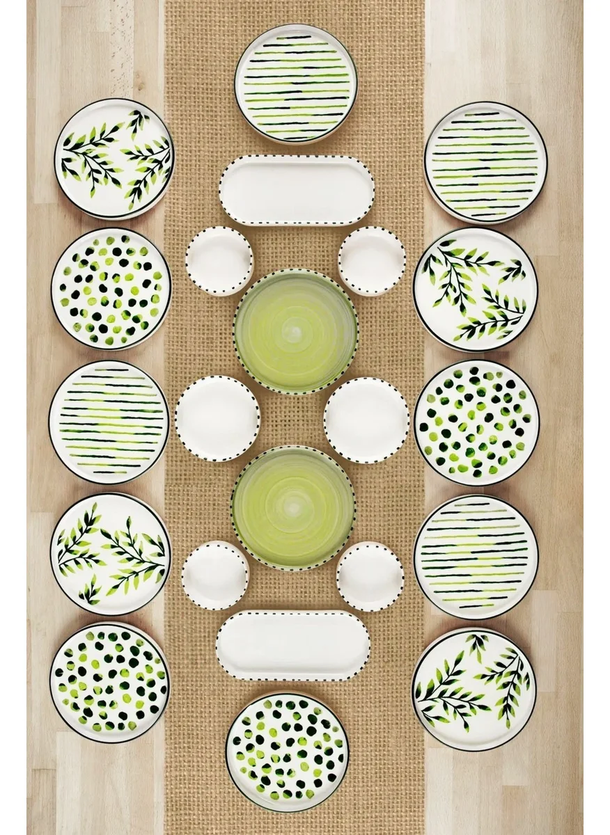 Kitchen Life 22 Piece Greentree Stackable Breakfast Set for 12 People - Luxury Breakfast Presentation Set Plate