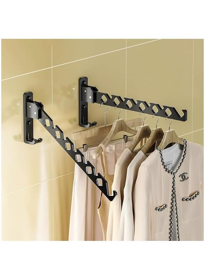 Foldable Wall-Mounted Clothes Drying Rack for Laundry Room, Metal Foldable Indoor Clothes Rack, Black (Black - 2P) - Image 1