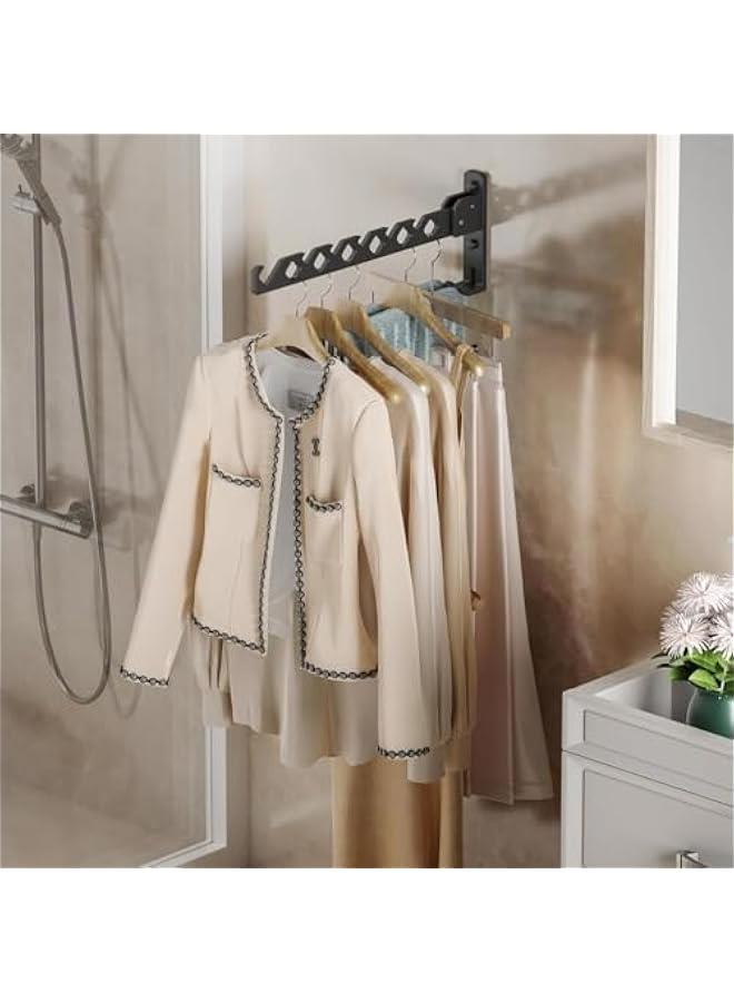 Foldable Wall-Mounted Clothes Drying Rack for Laundry Room, Metal Foldable Indoor Clothes Rack, Black (Black - 2P) - Image 5