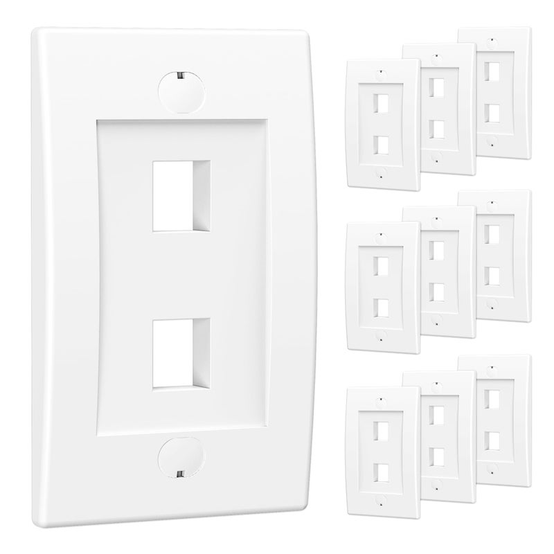 Cable Matters كابل ماترز مدرج UL 10 حزمة لوحة حائط كايتستون 2 منفذ كات6 كات5e في الأبيض