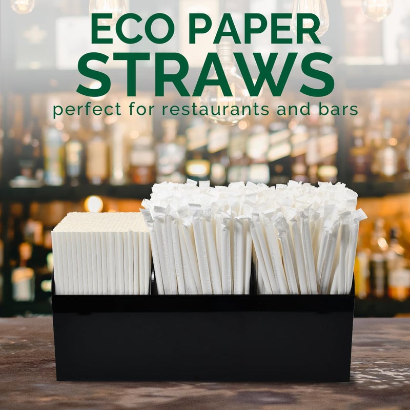 chunspak [1000 Counts] White Paper Straws Wrapped Individually for Drinking - 7.75"" x0.24"" - Restaurant Pack - Image 5