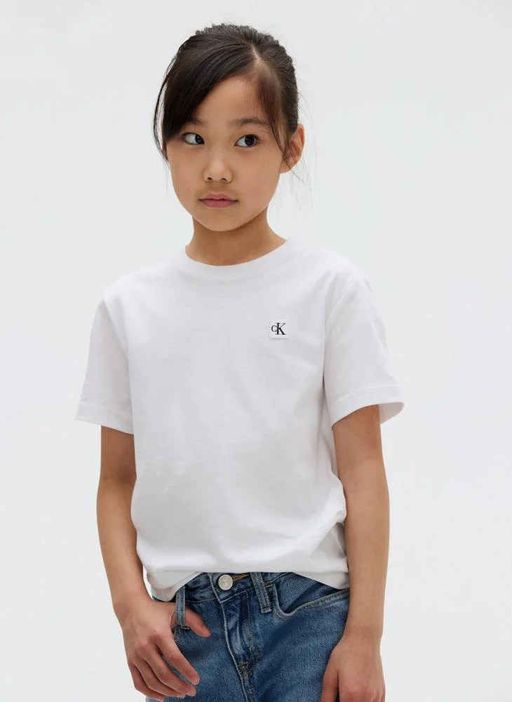 كالفن كلاين جينز Kids Mono Mini Badge Crew Neck T-Shirt