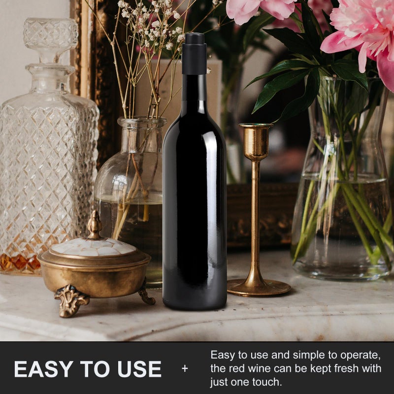 Reusable Vacuum Wine Stoppers 2 Pack Black Airtight Bottle Sealer For Home Bar - Image 5
