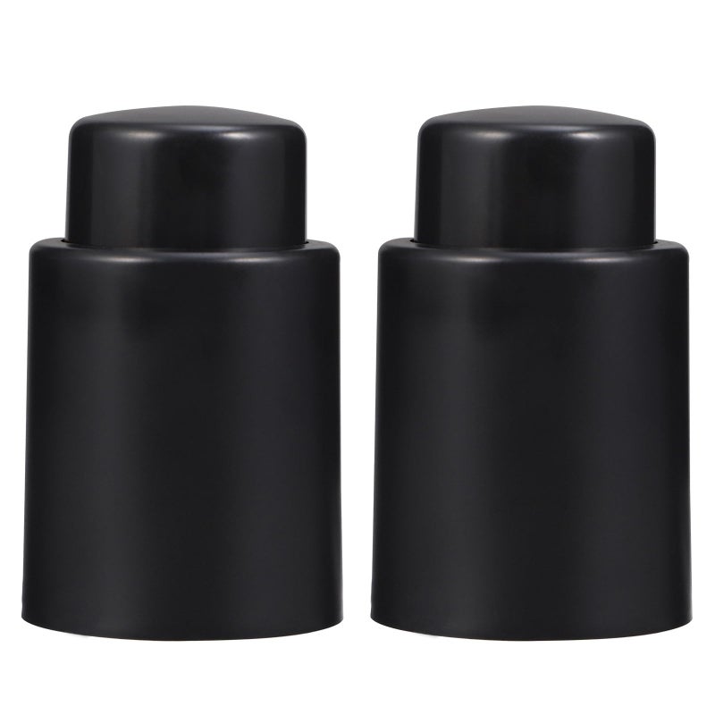 Reusable Vacuum Wine Stoppers 2 Pack Black Airtight Bottle Sealer For Home Bar - Image 2