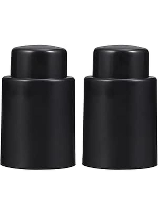 Reusable Vacuum Wine Stoppers 2 Pack Black Airtight Bottle Sealer For Home Bar - Image 1