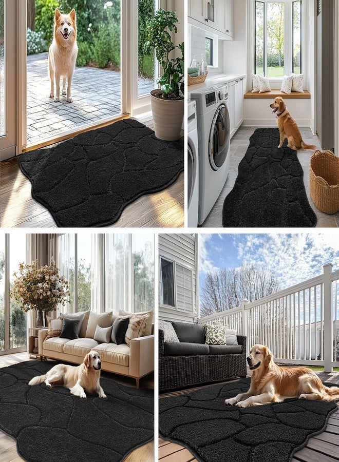 BSICPRO Large Dog Door Mat for Muddy Paws, 22x47 Absorbent Dirt Trapper Long Door Mat, Non-Slip Washable Mud Mat for Dogs, Polyester Microfiber Soft Pet Rug Mat for Entryway, Mud Dog Paws, Patio (Black) - Image 5