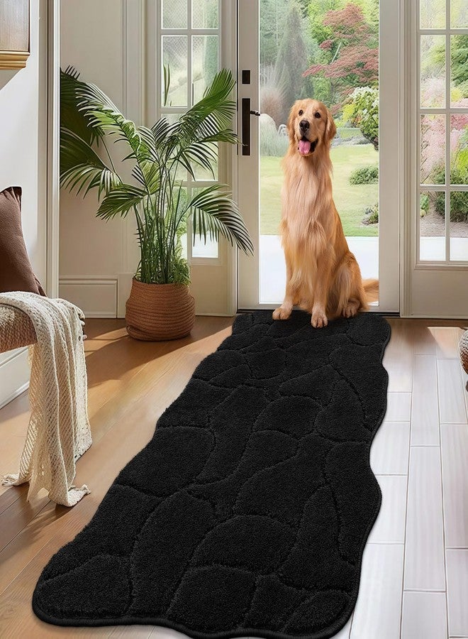 BSICPRO Large Dog Door Mat for Muddy Paws, 22x47 Absorbent Dirt Trapper Long Door Mat, Non-Slip Washable Mud Mat for Dogs, Polyester Microfiber Soft Pet Rug Mat for Entryway, Mud Dog Paws, Patio (Black) - Image 1