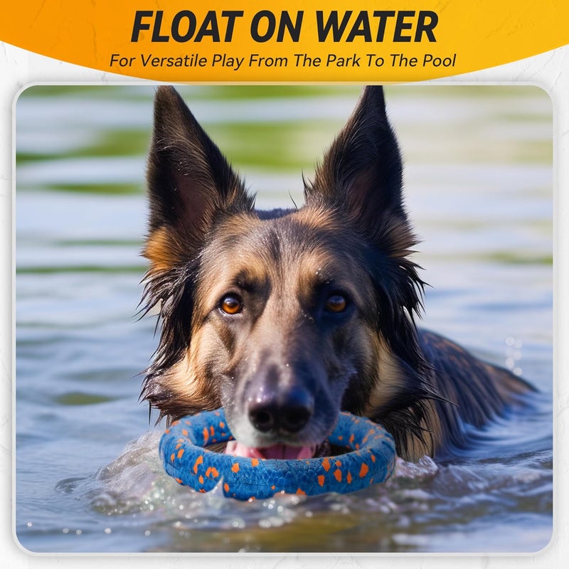 FUSOTO Dog Ring Toy, Indestructible Flying Discs for Throwing Catching, Water Floating Dog Training Ring for Medium Large Breeds (Blue - φ9 inches) - Image 5