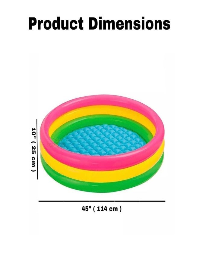 Styxon 4 Ft Round Swimming Pool for Kids | Inflatable Sunset Glow Round Colourful Ring Baby Pool Portable Baby Bath tub | 0-5 Years | Indoor & Outdoor Swimming Pool for Kids (Multi Color) - Image 3