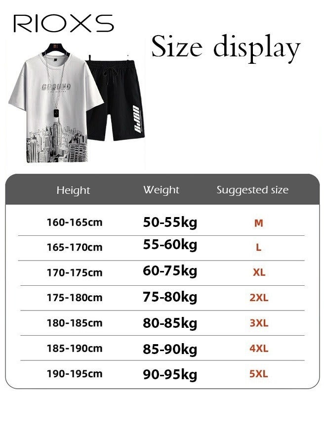 ريوكس هناك 2 من الرجال يرتدون أزياء صيفية، وقمصان للرسومات، وملابس للسروال القصير المرن، وملابس ترفيهية وملابس السراويل القصيرة تلائم تماما احتياجات الشباب اليومية - Image 5