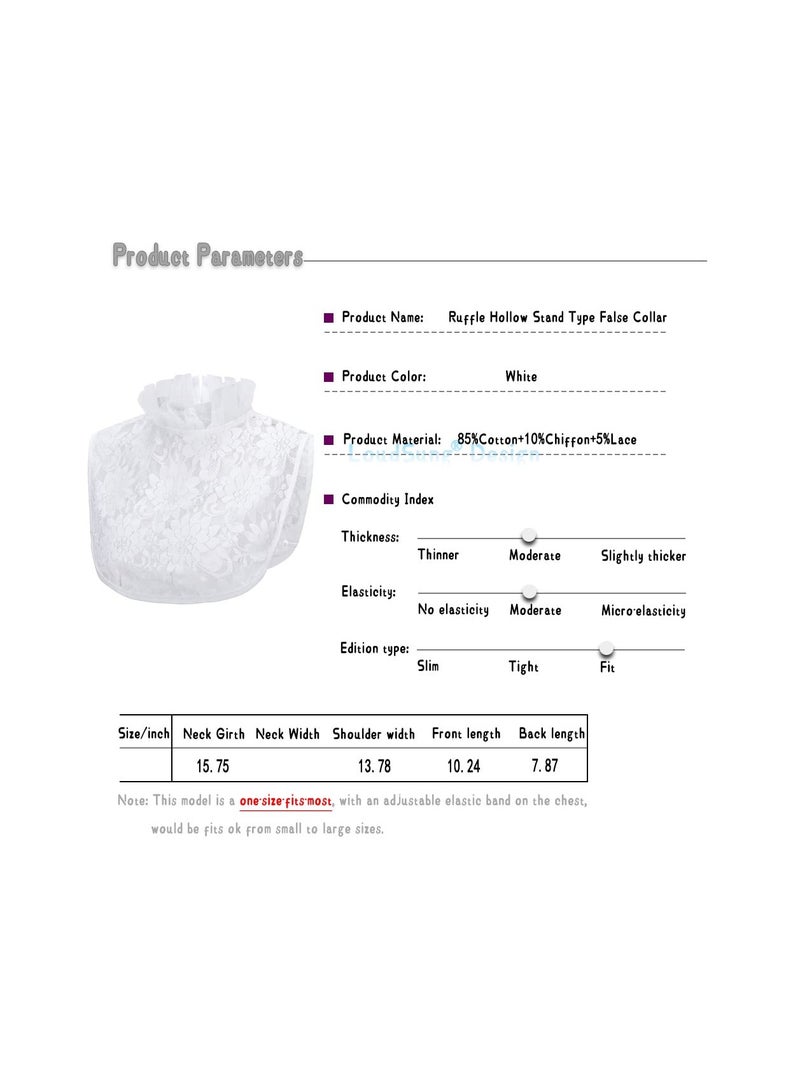 Fake Collar, Detachable Half Shirt Blouse False Collar Floral Lace Hollow Stand Top Elegant For Women Girls, Versatile to Match for Sweater, T-Shirt, Blouse, Dress, Jacket, Uniforms and More. - Image 4