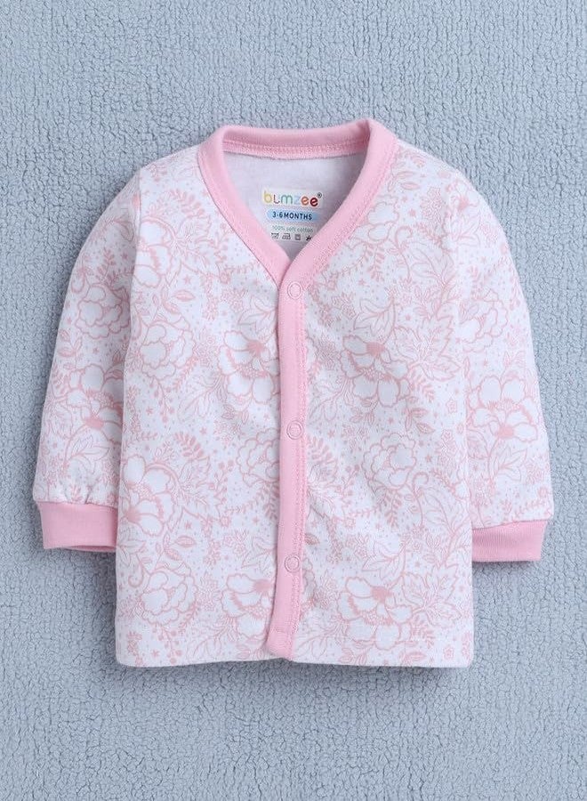 BUMZEE White & Pink Baby Girls Full Sleeves Jabla & Pyjama Set Age - 3-6 Months (Peb10035C-wht) - Image 2