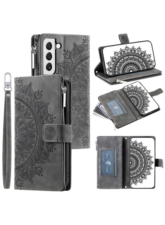 اس-توب جراب لهاتف Samsung Galaxy S22 5G جراب هاتف جلدي متعدد البطاقات بسحاب - Image 1