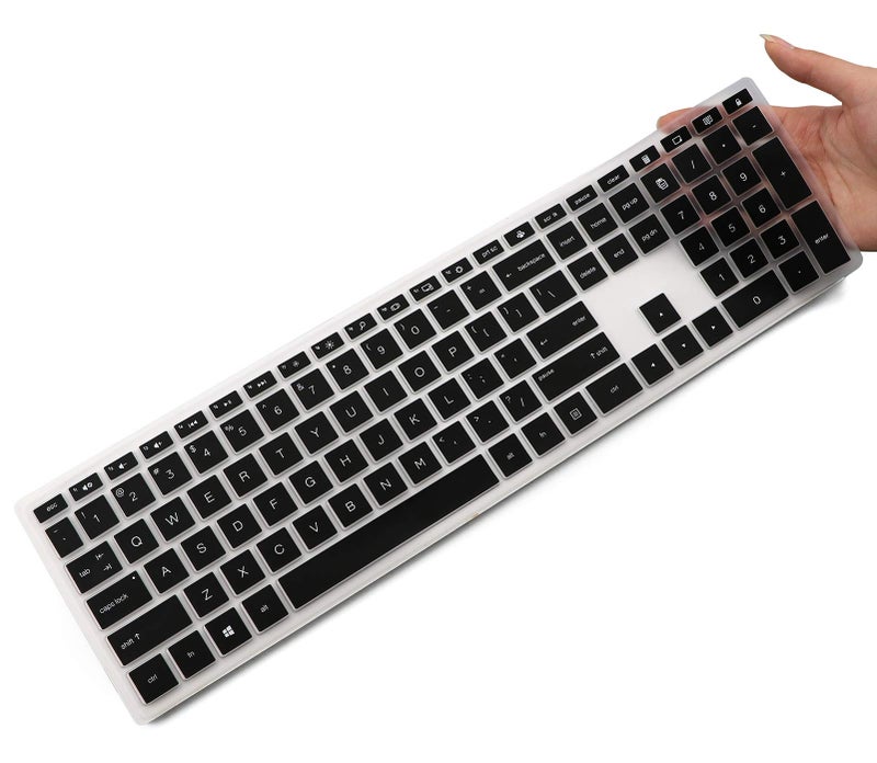 CASEDAO Keyboard Cover Skin for HP Pavilion 27" All in One Desktop xa0055ng/xa0050/xa0080/xa0014/0370Nd/0010Na/0076Hk, HP Pavilion Wireless Keyboard Combo 800, HP Pavilion 23.8 24 inch Desktop-Black - Image 1