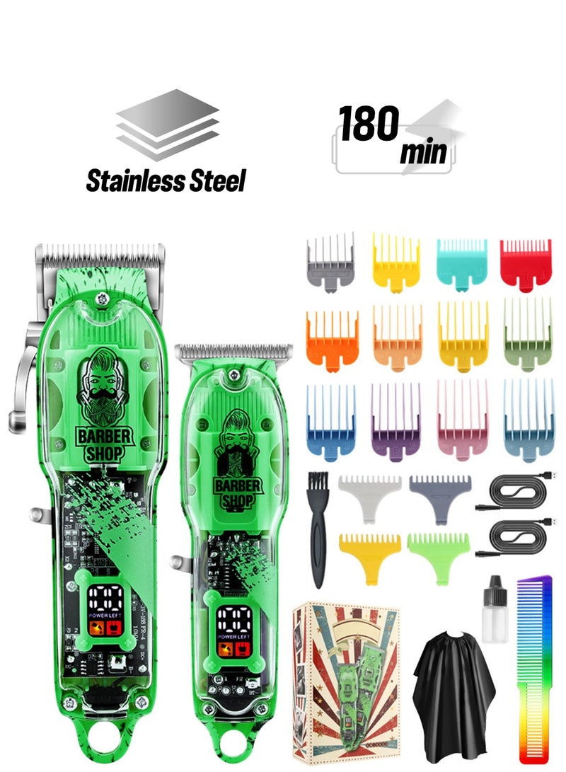 مقصات شعر كهربائية قابلة للشحن طقم حلاقة شعر للرجال مع 16 مشط دليل لتشذيب الشعر وتنسيقه وعنايته طقم حلاقة عباءة مشط للشعر للاستخدام المنزلي وصالونات الحلاقة - Image 1