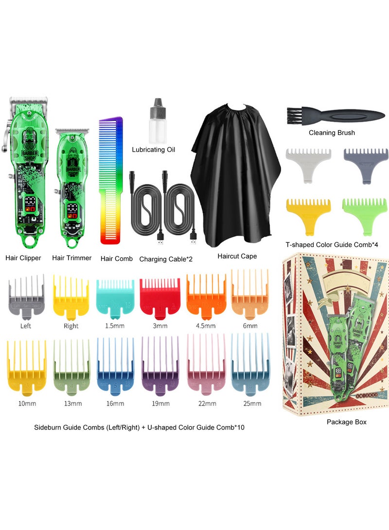 مقصات شعر كهربائية قابلة للشحن طقم حلاقة شعر للرجال مع 16 مشط دليل لتشذيب الشعر وتنسيقه وعنايته طقم حلاقة عباءة مشط للشعر للاستخدام المنزلي وصالونات الحلاقة - Image 2