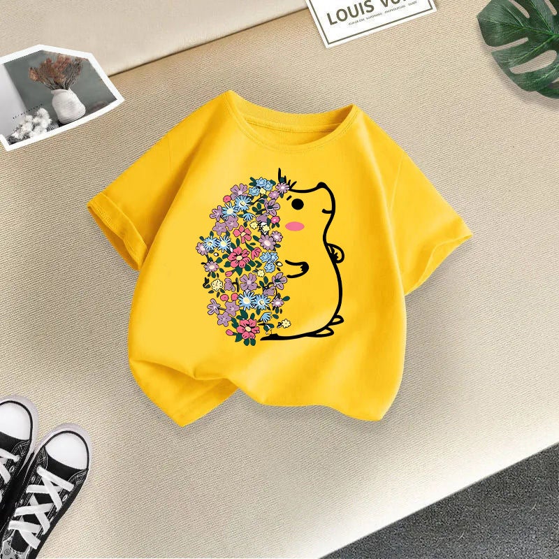 Children's Short-sleeved T-shirt Boys and Girls Summer Casual Top Western Style Cartoon Girl Base-layer Shirt Summer Wear Cross-border Children's Wear - Image 1