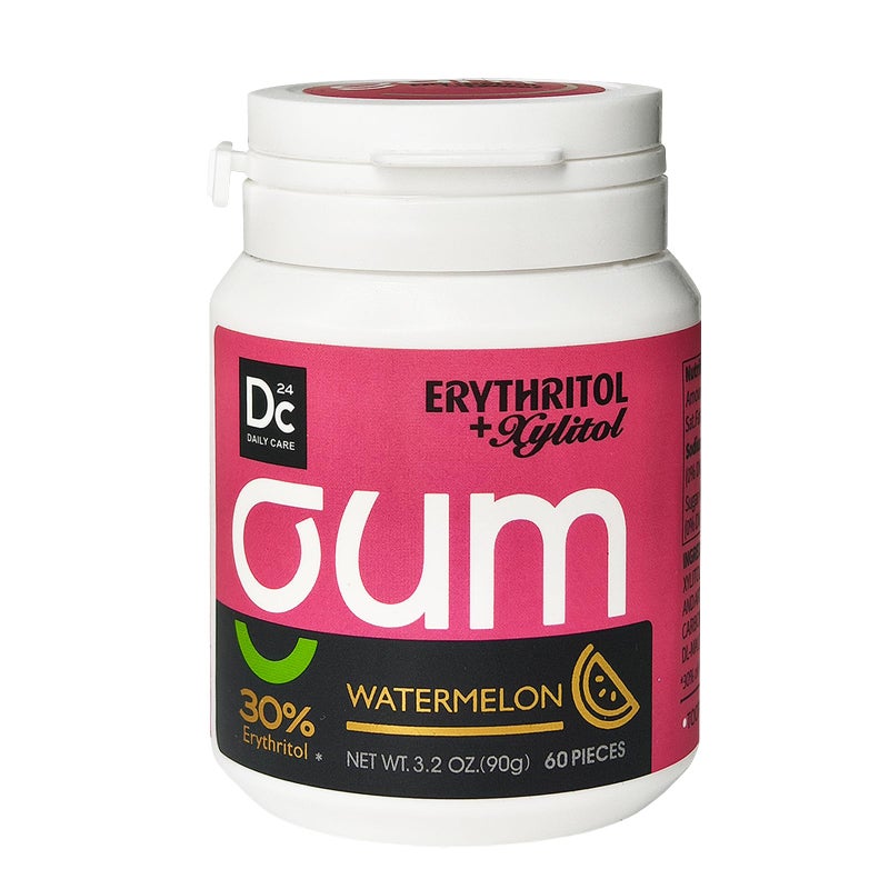 DC24 DAILY CARE Xylitol Chewing Gum with Erythritol Aspartame Free  Sugar Free Gum for Dry Mouth LowCalorie Sugarless Watermelon 60 Pieces Pack of 1 - Image 3