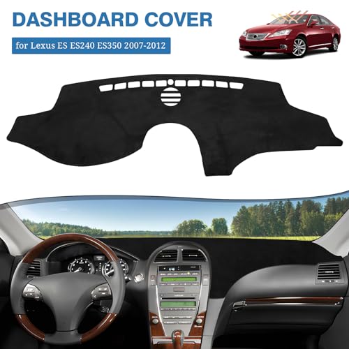 FIILINES Dashboard Cover for Lexus ES ES240 ES350 2007-2012, Lexus ES Accessories Suede Dash Cover Mat Sunshade Anti-Slip Pad Carpet Protector Black - Image 2