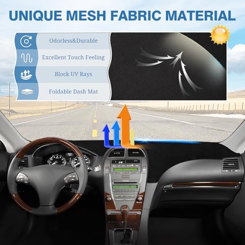 FIILINES Dashboard Cover for Lexus ES ES240 ES350 2007-2012, Lexus ES Accessories Suede Dash Cover Mat Sunshade Anti-Slip Pad Carpet Protector Black - Image 3