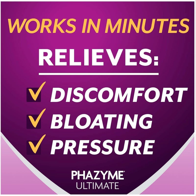 Phazyme Ultimate Gas Bloating Relief Works in Minutes 500 mg Simethicone Fast Gels 20 Count  Beano Ultra 800 Gas Prevention and Digestive Enzyme Supplement 100 Count - Image 4