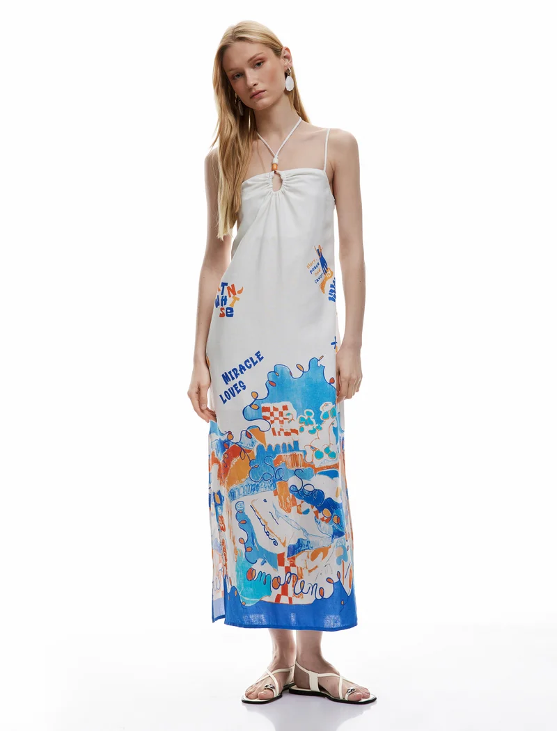 كوتون Strappy Midi Dress