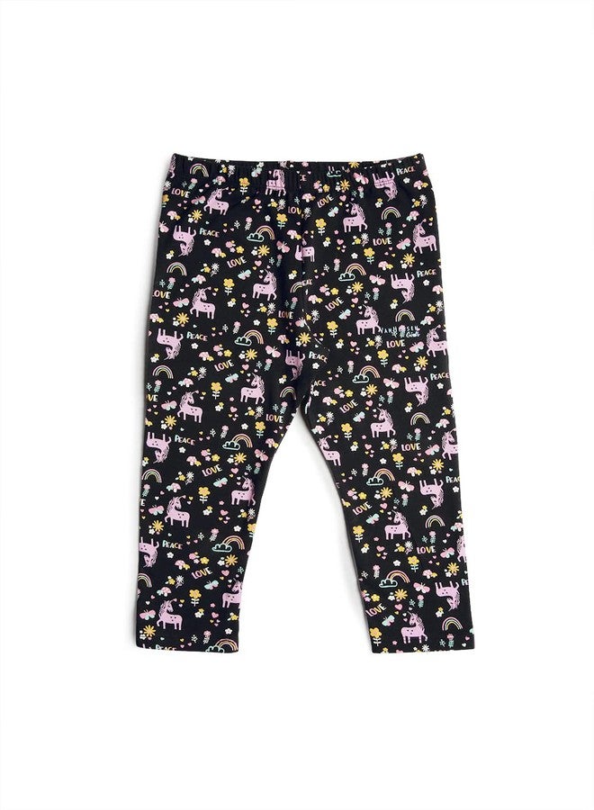 Van Heusen Girls Capri Pants - Power Plus Cotton Spandex - Regular High Rise, Ultra Soft, Durable_56303_Unicon Love AOP_11-12 Years, Pink - Image 5