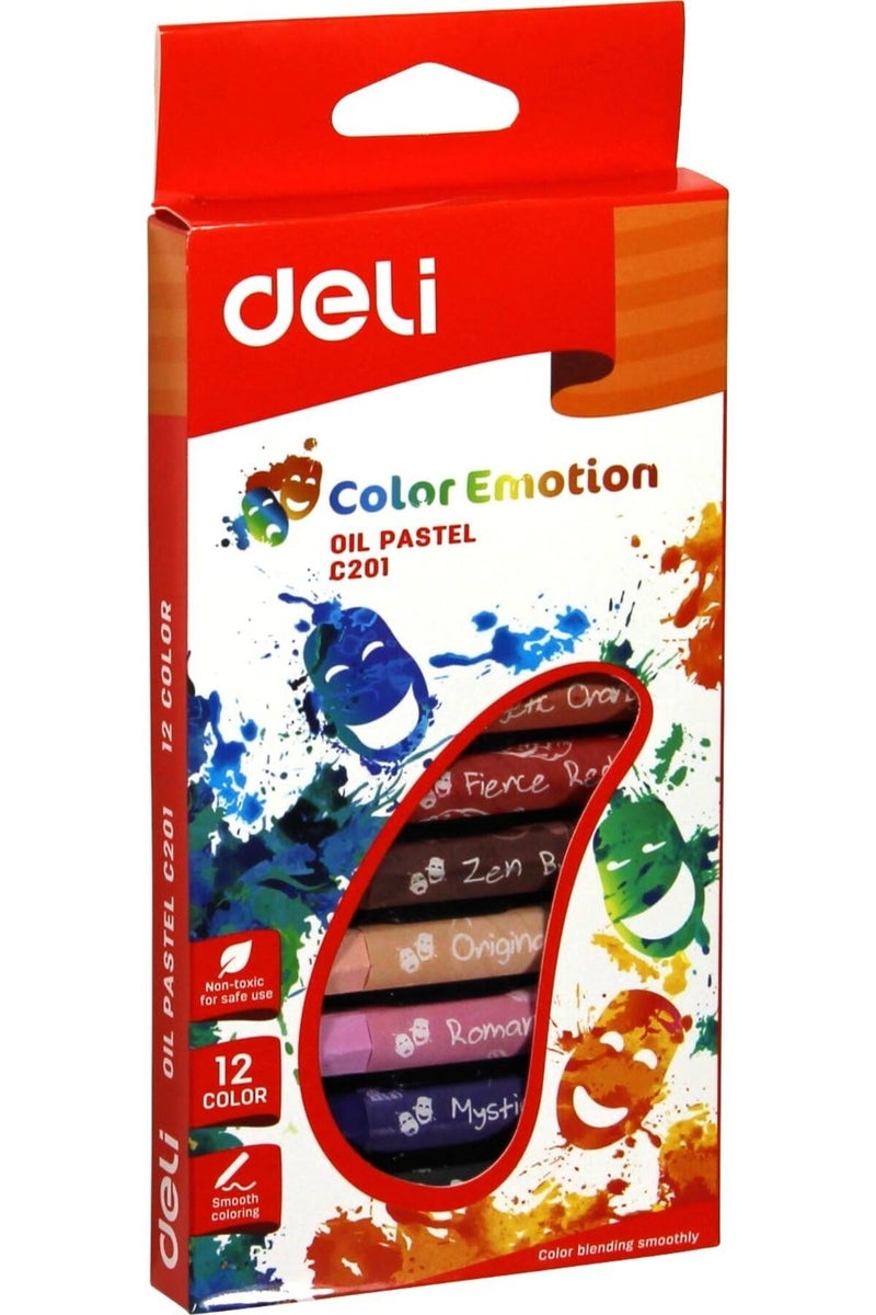 Deli EC20100 Oil Pastel Set - 12 Multicolor Pastels - Image 1
