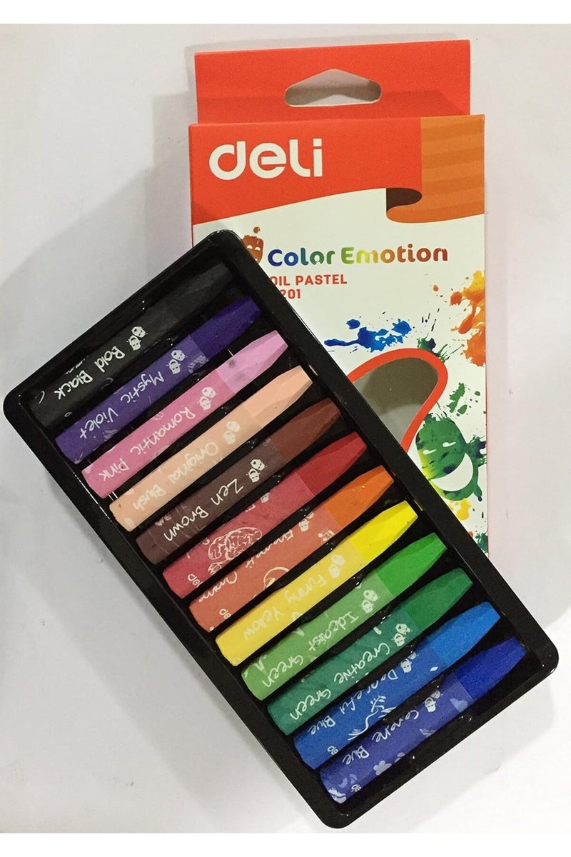 Deli EC20100 Oil Pastel Set - 12 Multicolor Pastels - Image 3