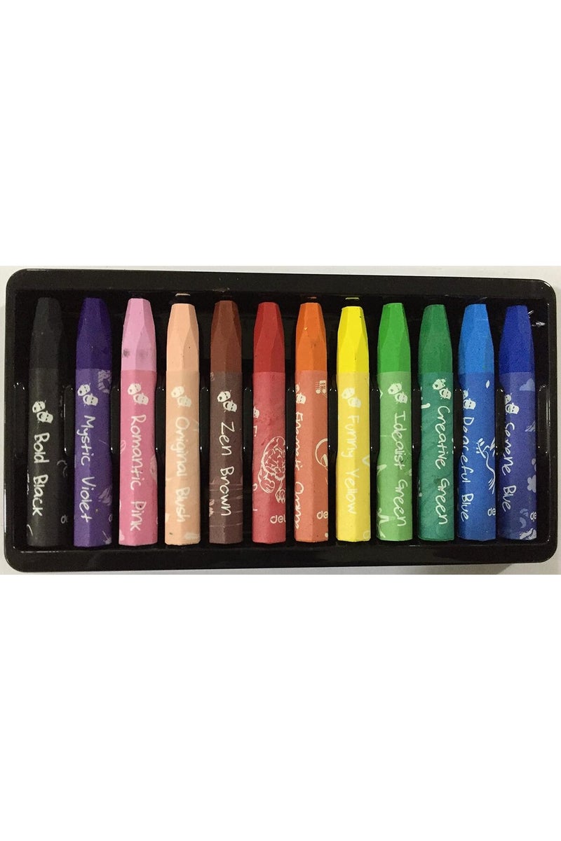 Deli EC20100 Oil Pastel Set - 12 Multicolor Pastels - Image 2