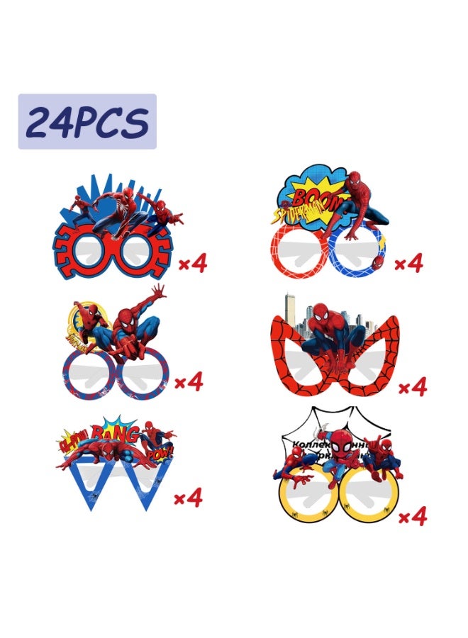 ILovhaprty Spider-Man Paper Glasses - 24pcs Spider-Man Party Favors Paper Eyeglasses, Superhero Theme Paper Party Glasses for Spider-Man Photo Booth Props or Spider-Man Birthday Decorations Supplies - Image 2