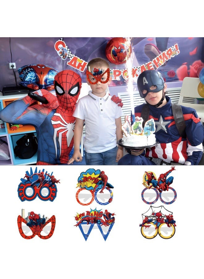 ILovhaprty Spider-Man Paper Glasses - 24pcs Spider-Man Party Favors Paper Eyeglasses, Superhero Theme Paper Party Glasses for Spider-Man Photo Booth Props or Spider-Man Birthday Decorations Supplies - Image 3