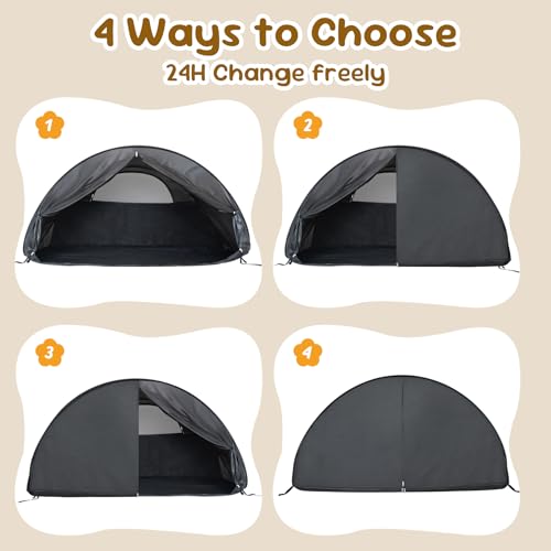 LEEDOR® Pop Up Bed Tent with Mesh & Shade Cloth Window,Bed Canopy Shelter Cabin Indoor Privacy Space Sleeping Tents,Blackout Light Reduction Breathable Dream Tent Portable for Kids Adults Full - Image 4