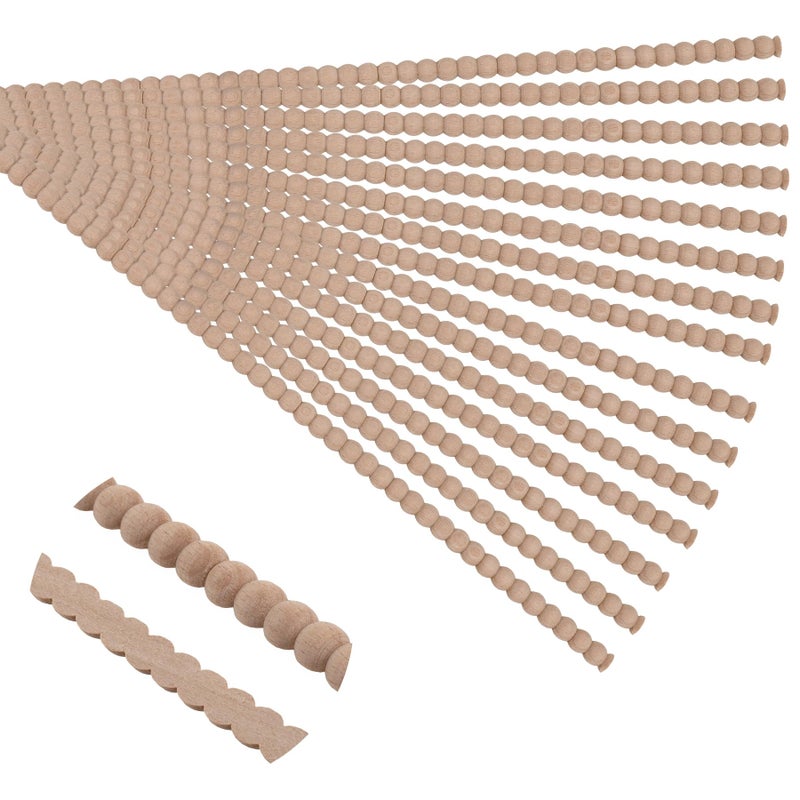 Soengsau 15-Pack 15.75" Unfinished Wood Beaded Trim - Easy to Paint, Cute Decorative Molding DIY Craft for Furniture Frame, Mirror Edge, Wall, Door, Closet, Dresser, Shelf - Image 1