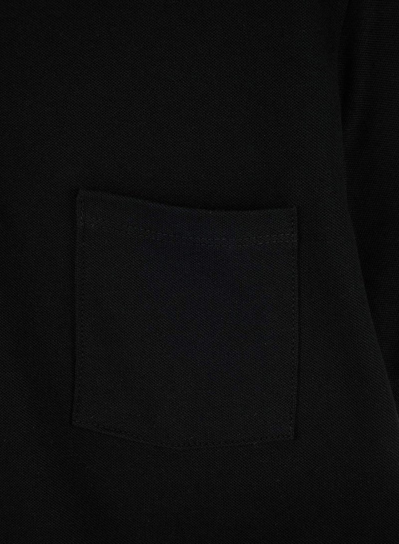 trendyol Black Regular 100% Cotton Single Pocket Polo Neck T-Shirt - Image 4