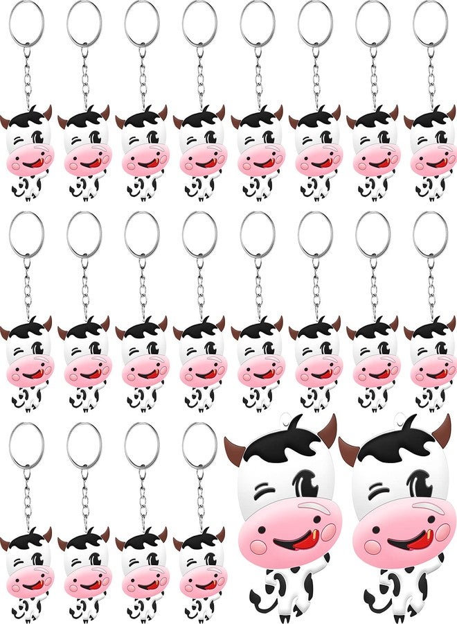 MTLEE 40 Pieces Cow Party Favors Cute Rubber Cow Keychain Farm Laughing Animal Baby Keychains for Boys Girls Teens School Carnival Rewards Christmas Party Gifts Baby Shower Birthday - Image 1