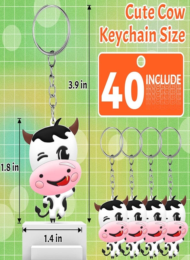 MTLEE 40 Pieces Cow Party Favors Cute Rubber Cow Keychain Farm Laughing Animal Baby Keychains for Boys Girls Teens School Carnival Rewards Christmas Party Gifts Baby Shower Birthday - Image 2