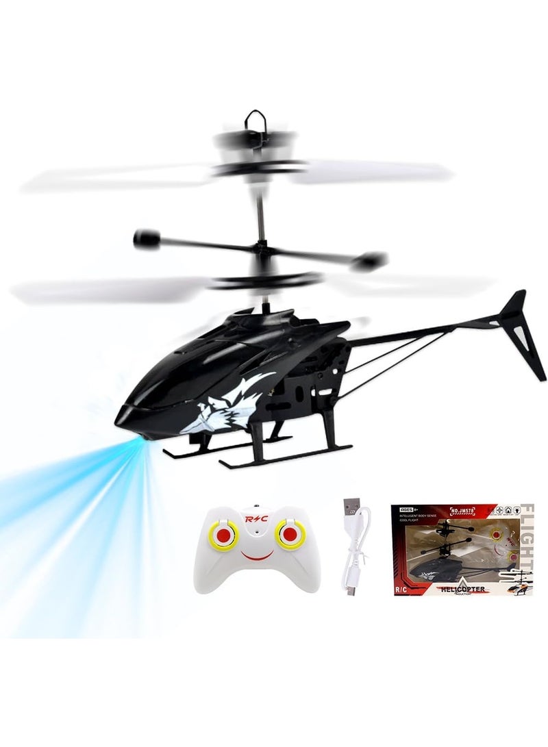 Remote Control Helicopter for Kids, RC Helicopter Toys, One Key Take Off and Landing, Easy to Fly Indoor and Outdoor Radio RC Flying, for Age 3+ Kids Party Gifts (Black) - Image 1