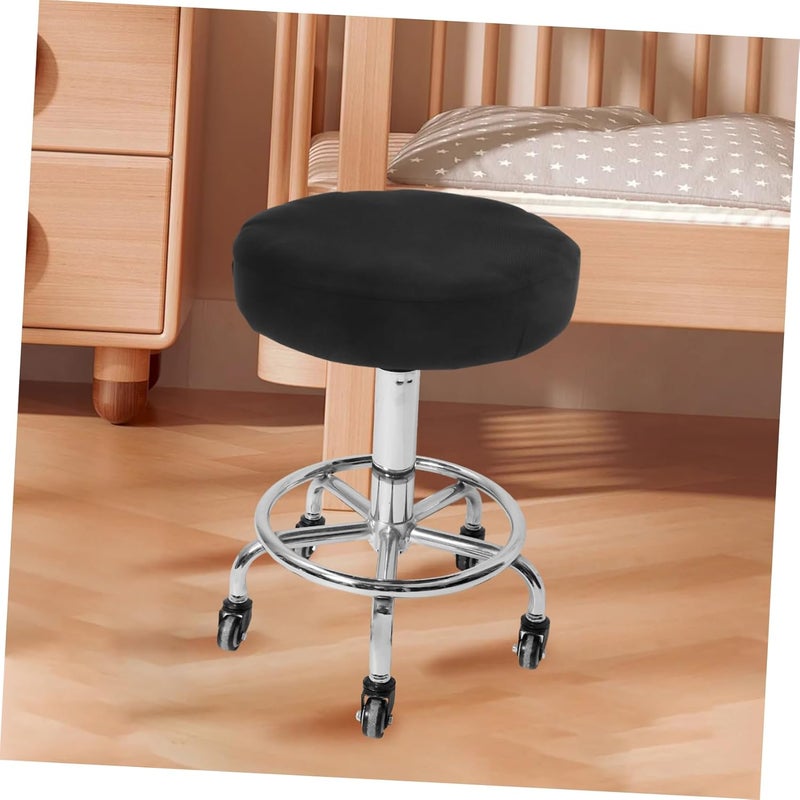 VOSAREA 2pcs Round Stool Covers Elastic for Round Stools Soft Washable Seat Cushions Non- Design for Home Office Modern Easy to Clean and Comfortable - Image 4